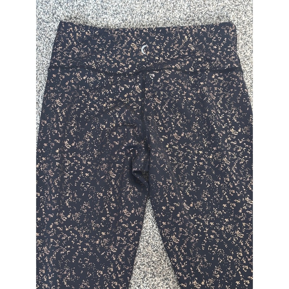 ZYIA‎ Active Black Leggings Gold Foil Snakeskin Print Athletic Workout Pants Med - Picture 2 of 8